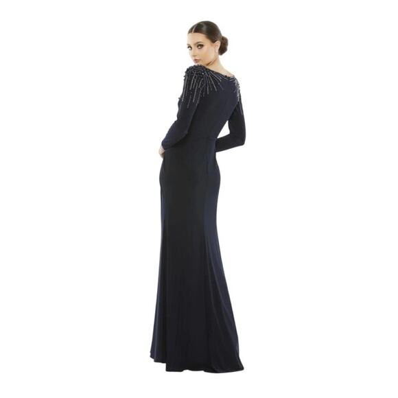 Ieena for MacDuggal FAUX WRAP JERSEY GOWN W/ EMBELLISHED ACCENTS NWT Size 2 - Picture 3 of 13